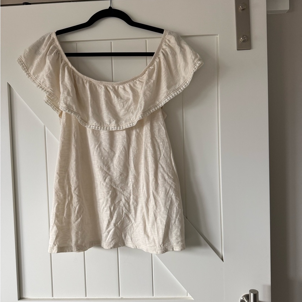 Old Navy Cream Ruffle Blouse